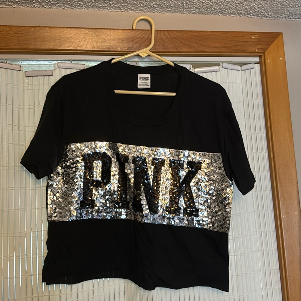 Pink Victoria Secret crop top black/silver